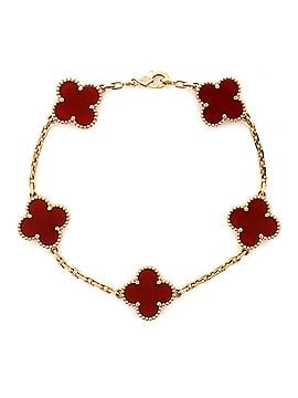 Van Cleef & Arpels Vintage Alhambra 5 Motifs Bracelet 18K Yellow Gold and Carnelian (view 1)