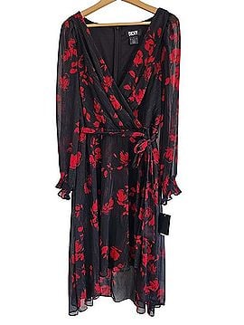 DKNY Floral Chiffon Fit And Flare High Low Metallic Dress Cocktail Dress (view 1)