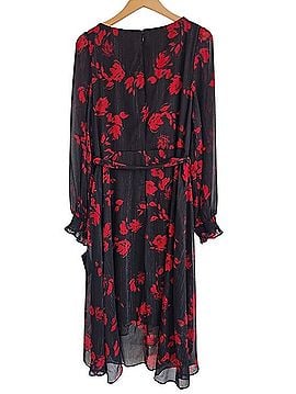 DKNY Floral Chiffon Fit And Flare High Low Metallic Dress Cocktail Dress (view 2)