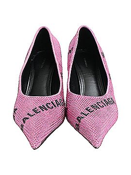 Balenciaga Balenciaga Knife Crystal All Over Logo Pumps in Pink Suede (view 2)