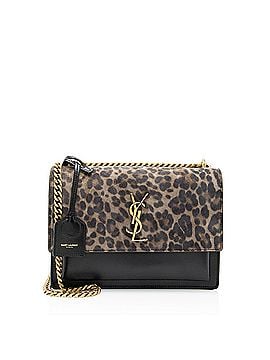Saint Laurent Saint Laurent Leopard Printed Suede Monogram Sunset Medium Shoulder Bag (view 1)