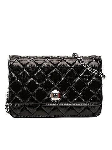 Chanel CC Quilted Crinkled Patent Wallet On Chain (view 1)