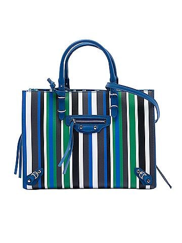 Balenciaga Mini Leather Striped Papier A6 Zip Around Satchel (view 1)