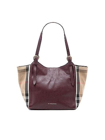Burberry Small Derby Calfskin and House Check Canvas Canterbury Tote (view 1)