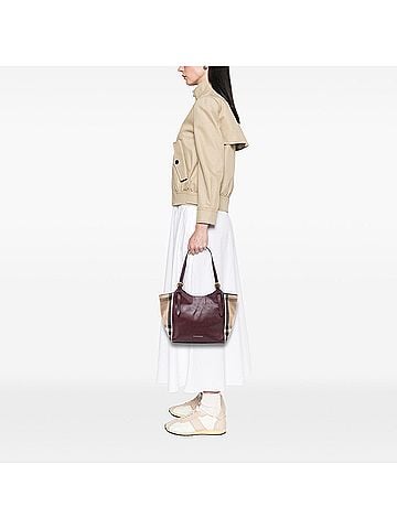 Burberry Small Derby Calfskin and House Check Canvas Canterbury Tote (view 2)