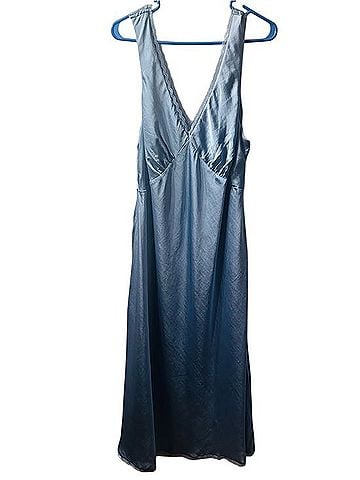 American Eagle Outfitters Satin V-Neck Slip Dress Casual Dress (view 1)