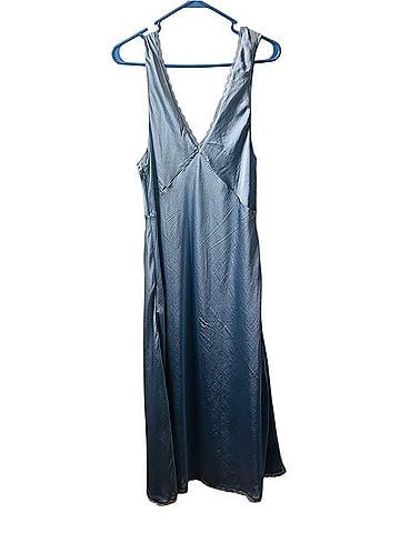 American Eagle Outfitters Satin V-Neck Slip Dress Casual Dress (view 2)