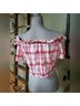 Love Tree Checkered-gingham Plaid Red White Short Sleeve Top Size L - photo 5
