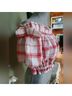Love Tree Checkered-gingham Plaid Red White Short Sleeve Top Size L - photo 4