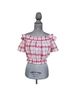 Love Tree Checkered-gingham Plaid Red White Short Sleeve Top Size L - photo 1