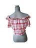 Love Tree Checkered-gingham Plaid Red White Short Sleeve Top Size L - photo 2