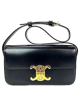 Céline Celine Shiny Calfskin Triomphe Black Shoulder Bag (view 1)