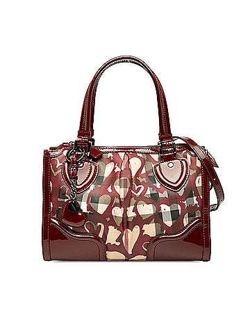 Burberry Patent Trimmed House Check Coated Canvas Hearts Pilgrim Satchel (view 1)