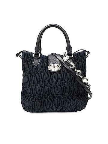 Miu Miu Matelasse Denim Crystal Satchel (view 1)