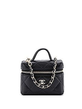 Chanel Top Handle Vanity Case Bag Charm Quilted Caviar Micro (view 1)