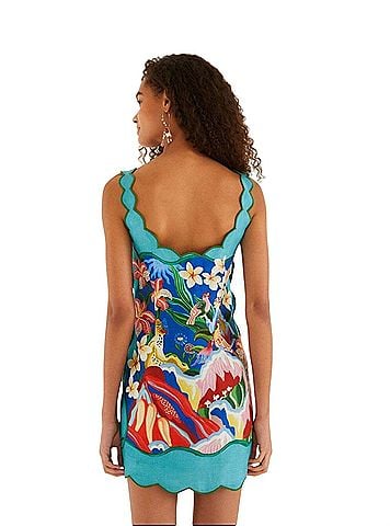 FARM Rio Garden Of Life Scarf Scallop Mini Dress Casual Dress (view 2)