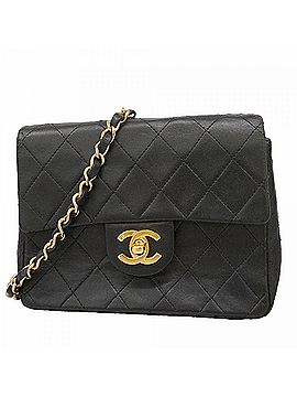 Chanel Chanel Mini Matelassé Chain Shoulder Bag, Lambskin, Black, Women's (view 1)