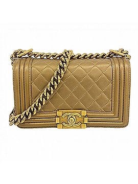 Chanel Chanel Boy Chain Shoulder Bag, Lambskin, Brown Gold, Women's OP007670 (view 1)