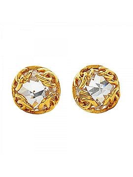Chanel Chanel Earrings, Coco Mark Circle, GP Plated, Rhinestone, Gold, Women's (view 1)