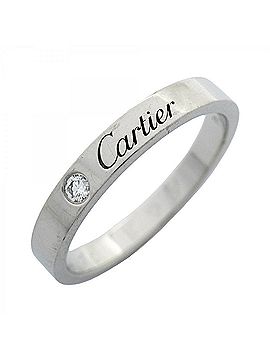 Cartier Cartier C de Engraved Ring, 1PD (Pt950) Platinum Diamond, Size #58, Men's (view 1)