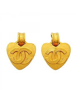 Chanel Chanel Earrings, Coco Mark Heart Motif, GP Plated Gold, Women's (view 1)