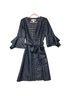 Sara Campbell 93% Polyester 7% Metallic Fiber 100% Acetate Checkered-gingham Blue Gold Active Dress Size 8 - photo 1