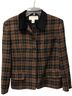 Jones New York 100% Wool 100% Cotton Plaid Brown Black Blazer Size 14 - photo 1