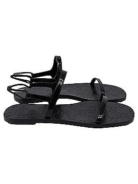 Gucci Gucci Monogram Embossed Slingback Flats Sandals in Black Leather (view 1)