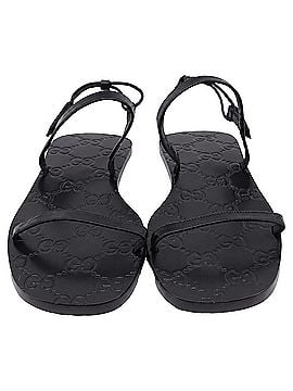 Gucci Gucci Monogram Embossed Slingback Flats Sandals in Black Leather (view 2)