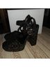 Charles David Checkered-gingham Black Gold Heels Size 8 - photo 6