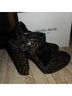 Charles David Checkered-gingham Black Gold Heels Size 8 - photo 5