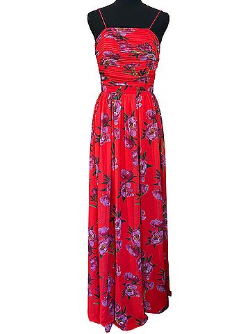 ERIN Erin Fetherston Peony Red Floral Maxi Dress Casual Dress (view 2)