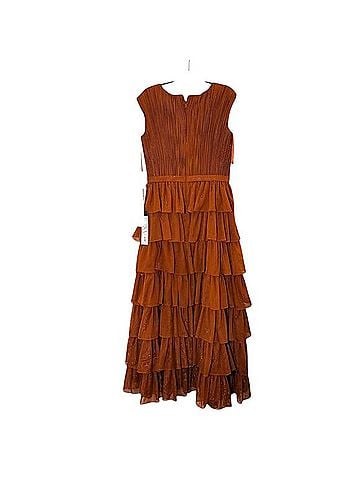 Mac Duggal Ieena for Mac Duggal Sleeveless Plunge Neck Ruffle Tiered Gown Cocktail Dress (view 2)