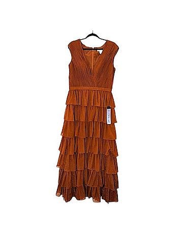 Mac Duggal Ieena for Mac Duggal Sleeveless Plunge Neck Ruffle Tiered Gown Cocktail Dress (view 1)