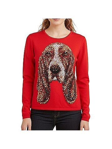 Michael Simon Basset Hound Dog Sweater Silk Pullover Sweater (view 1)