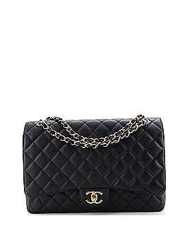 Chanel Vintage Classic Double Flap Bag Quilted Caviar Maxi (view 1)