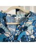 Rhode 100% Cotton Floral Blue White Casual Dress Size L - photo 3