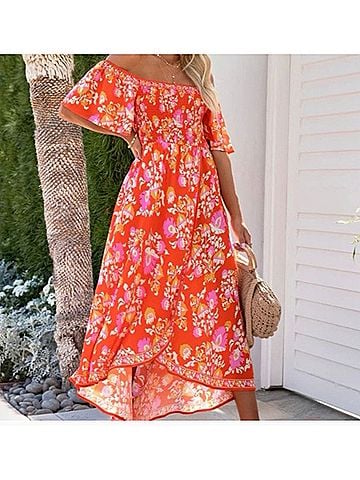 Flying Tomato Off The Shoulder Smocked Dress Casual Dress (view 1)