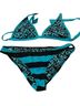 Volcom Stripes Blue Black Two Piece Swimsuit Size L - photo 2