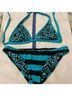 Volcom Stripes Blue Black Two Piece Swimsuit Size L - photo 3