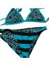 Volcom Stripes Blue Black Two Piece Swimsuit Size L - photo 1