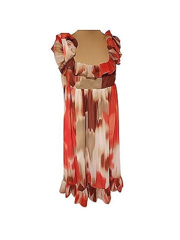 Banana Republic Factory Chiffon Watercolor Ruffle Dress With Tie Back Casual Dress (view 1)