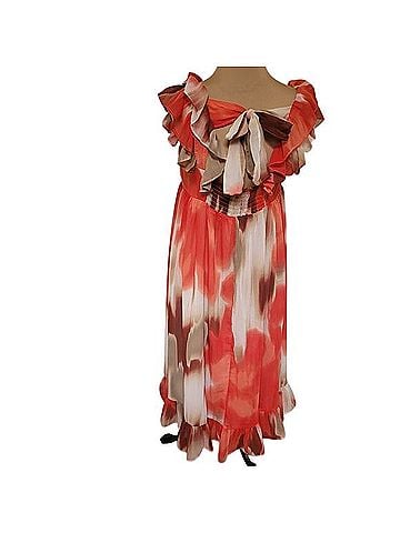 Banana Republic Factory Chiffon Watercolor Ruffle Dress With Tie Back Casual Dress (view 2)