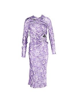 Ganni Ganni Embellished Gathered Cutout Satin Midi Dress In Purple Viscose (view 1)