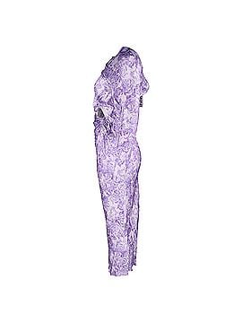 Ganni Ganni Embellished Gathered Cutout Satin Midi Dress In Purple Viscose (view 2)