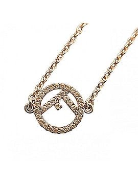 Fendi Fendi Necklace for Women, F is Fendi, Adjustable, Logo, Rhinestone, Pink Gold, Approx. 4.5g (view 1)