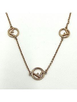Fendi Fendi Necklace for Women, F is Fendi, Adjustable, Logo, Rhinestone, Pink Gold, Approx. 4.5g (view 2)