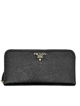 Prada Prada Women's Long Wallet with Logo, PRADA 1ML506, Leather, Black, Gold Hardware (view 1)
