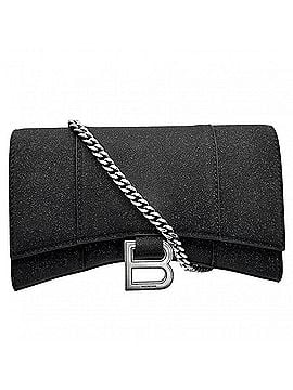 Balenciaga Balenciaga Hourglass Chain Wallet for Women - Glittery Shoulder Bag/Crossbody Bag 656050 Canvas Black with Silver Hardware (view 1)