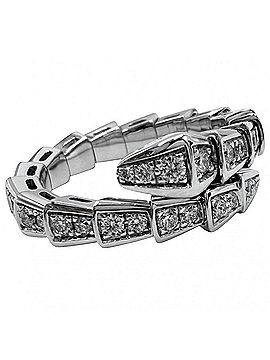 Bvlgari Bvlgari Bulgari Serpenti Viper Ring for Women, Full Pave Au750 18K White Gold, 0.66ct Diamonds, 354708, Silver, Approx. 6.1g (view 1)